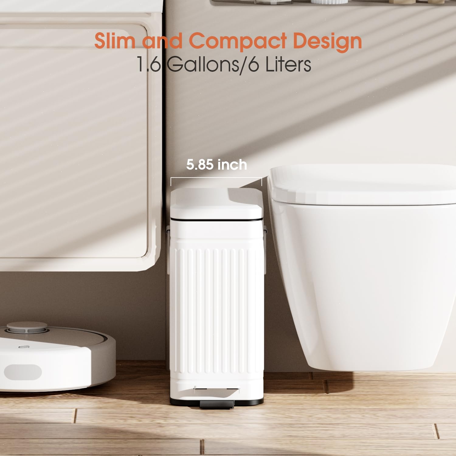 Small Bathroom Trash Can with Lid Soft Close
