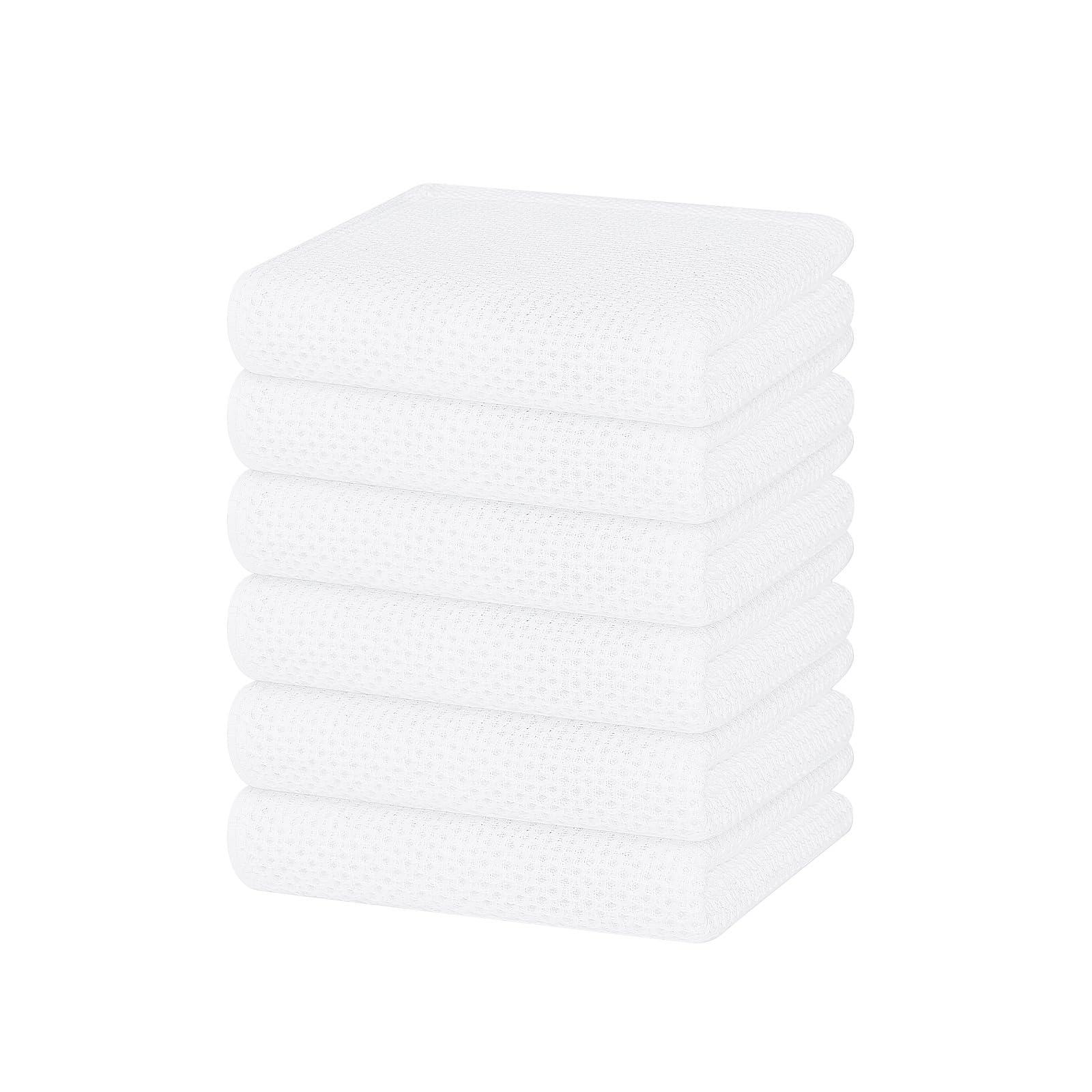100% Cotton Waffle Weave Kitchen Dish Towels 6 (6 Count)