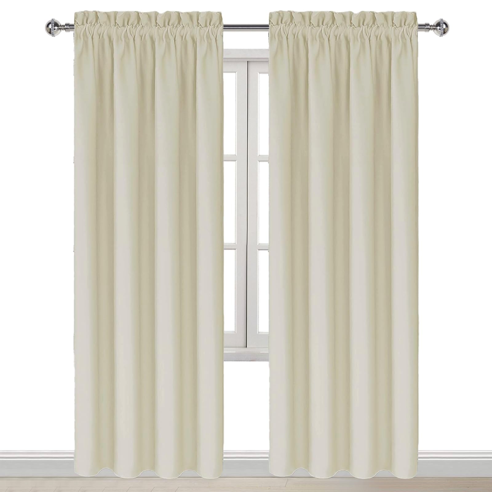 Blackout Curtains for Bedroom 42 x 84 Inch Long Light Beige 2 Panels (2 Count)