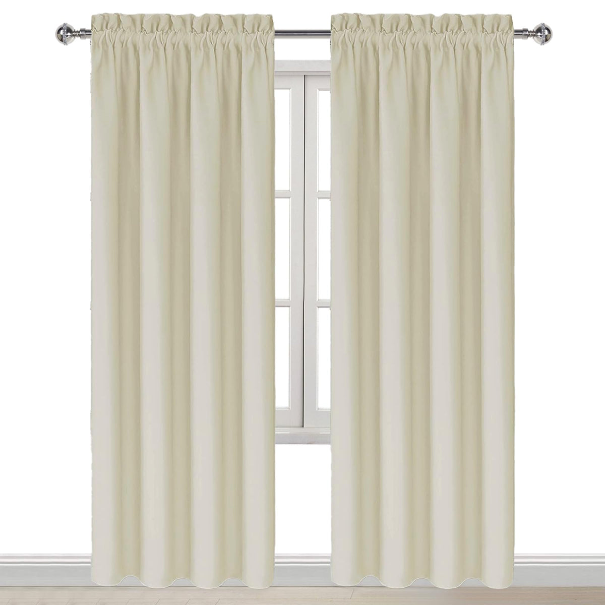 Blackout Curtains for Bedroom 42 x 84 Inch Long Light Beige 2 Panels (2 Count)