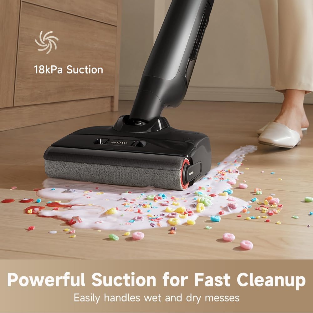 MOVA M10 Cordless Wet Dry Vacuum Cleaner 180° Lie-Flat Smart Vacuum Mop All in One for Hard Floor, 167°F Flashdry Self-Cleaning, Zero inch Dual-Edge Cleaning, 18000Pa Suction, Zero-Tangle for Pet Hair - ModHome Supplies