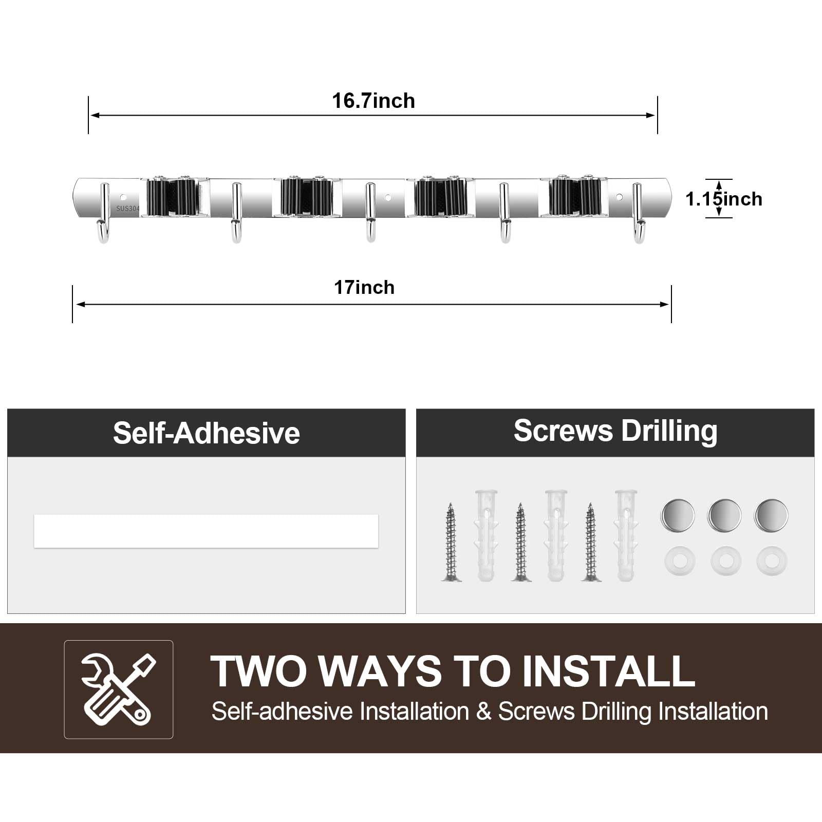 2 Pack Broom Holder Wall Mount (2 Count)