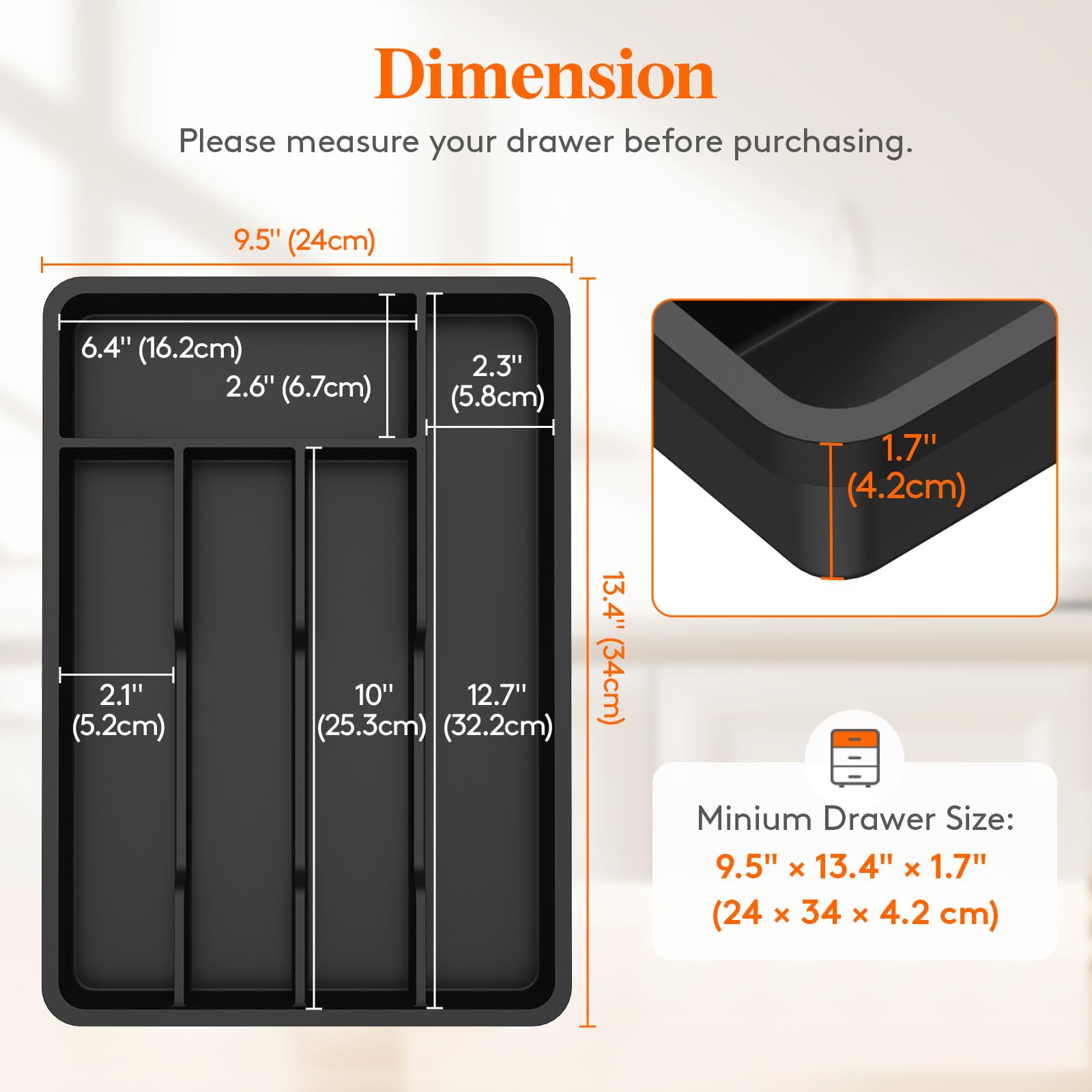 Silverware Drawer Organizer Tray