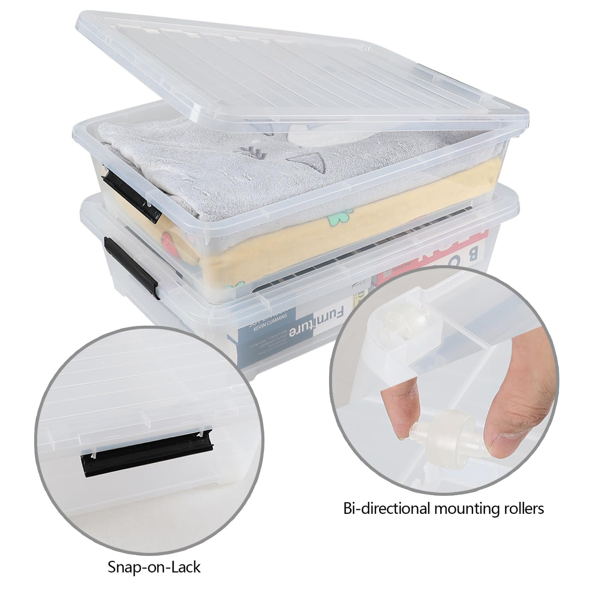 3 Packs 40 Quart Large Under Bed Storage Box Bin (3 Count)