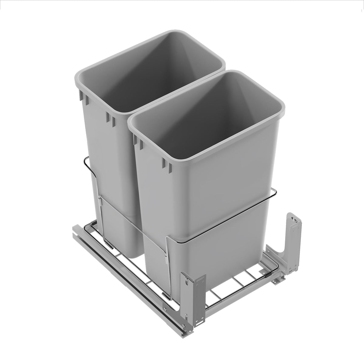 Dowell B18 Aluminum Base Wastebasket Pullout with Door Mount and Two 50Qt (2 Count)