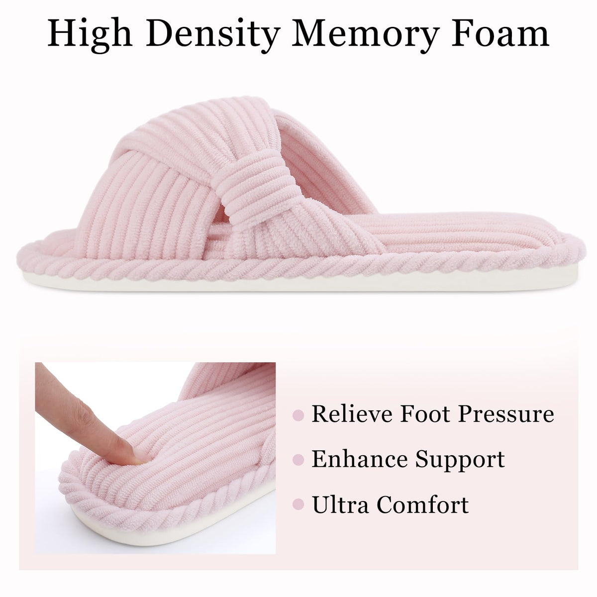 Summer House Slippers for Women Corduroy Open Toe Indoor Slippers