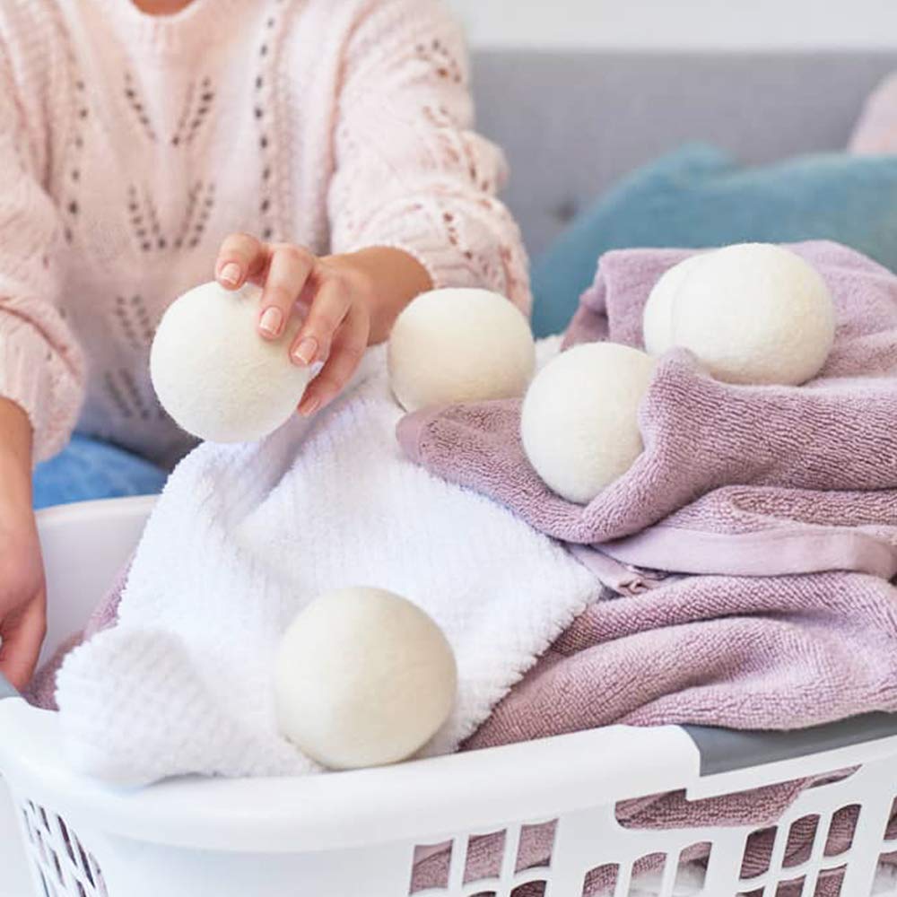 Wool Ball Wool Dryer Balls XL Premium Reusable Natural Fabric Softener Pet Fur Hair Remover (6 Count)
