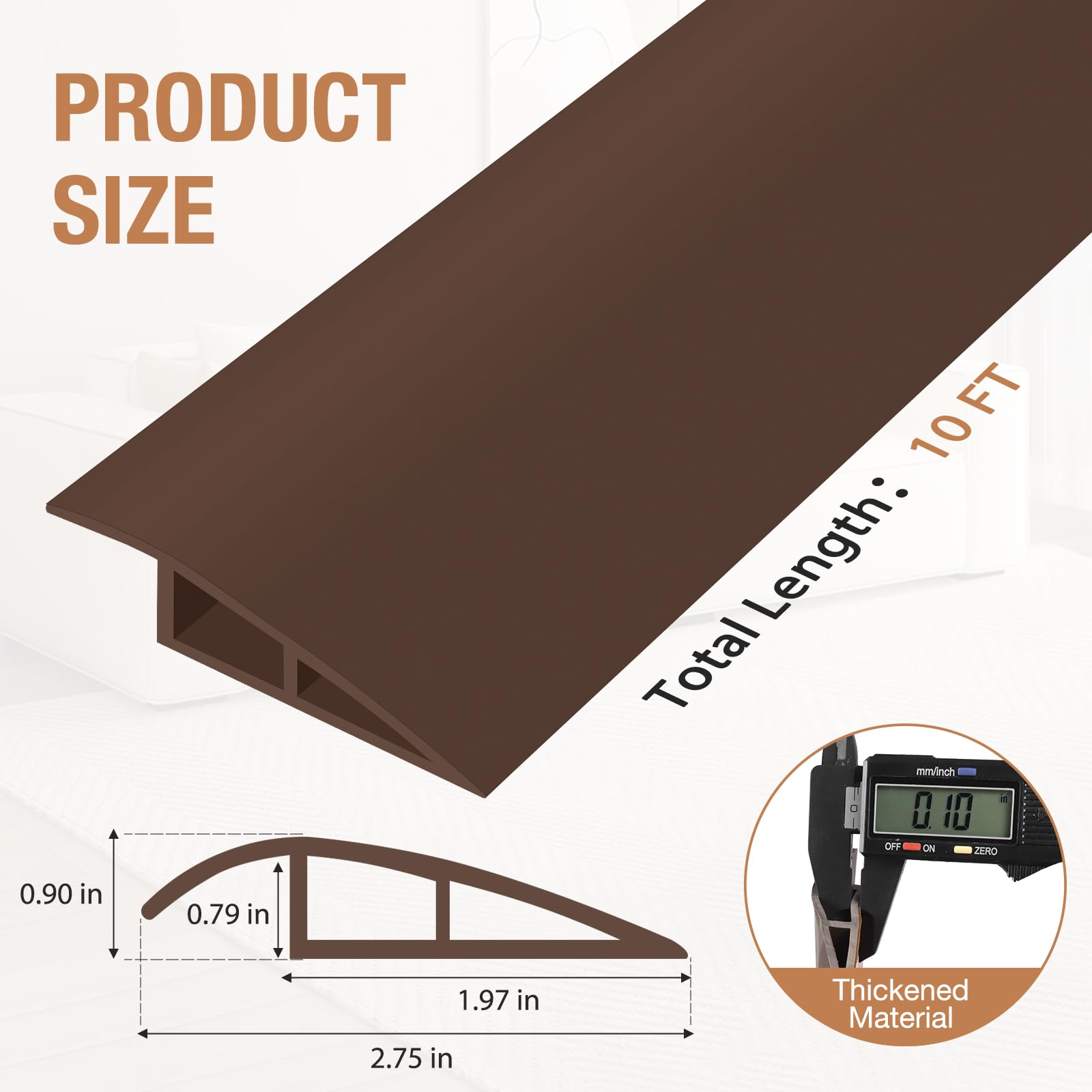Floor Transition Strip Self Adhesive Vinyl Door Threshold Strip (10 Foot)