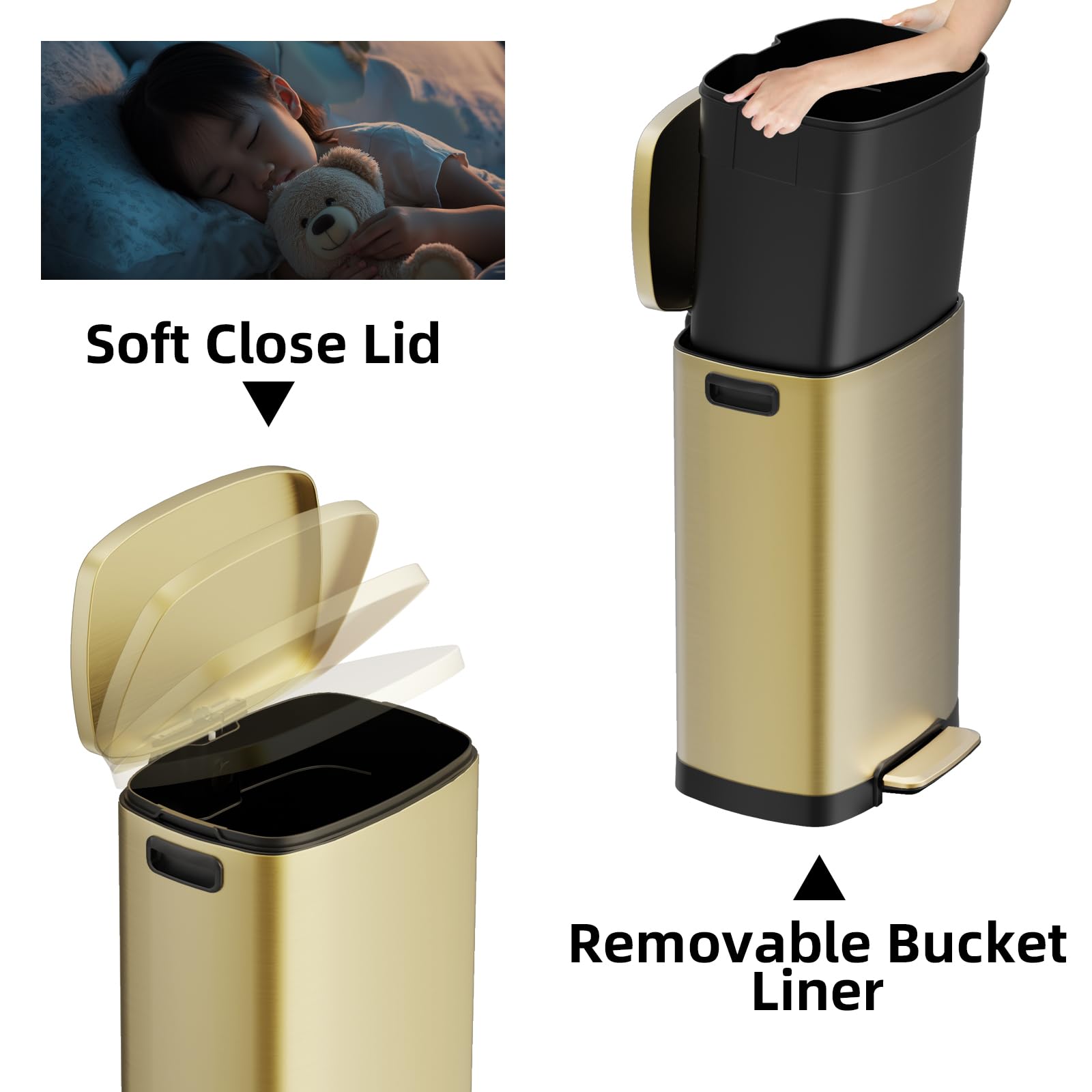 13 Gallon Trash Can with Lid (40 Count)