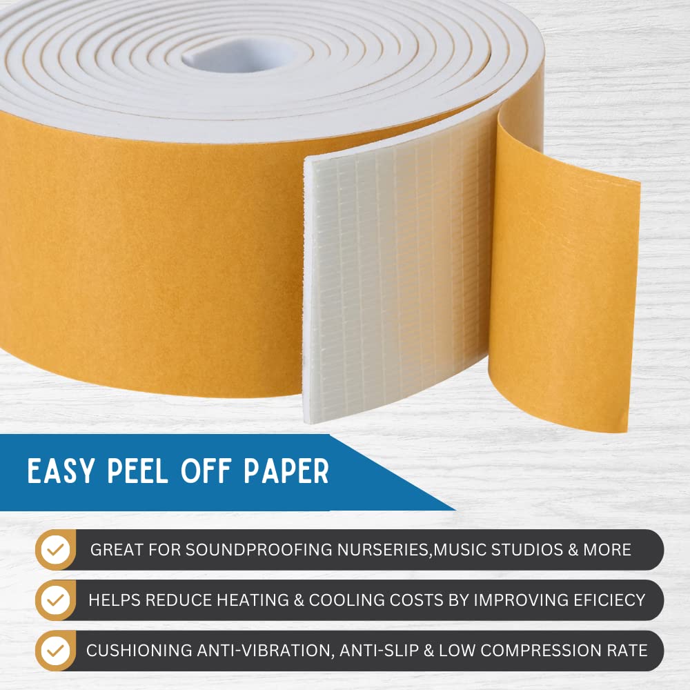 High Density Foam Weather Stripping Door Seal Strip Insulation Tape Roll for Insulating Door Frame (10 Foot)