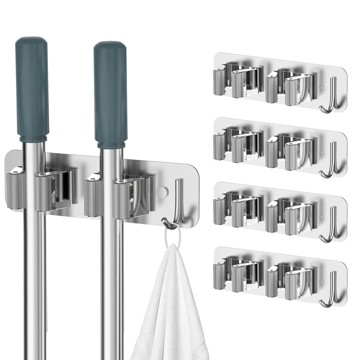 Wall Mount Mop and Broom Holder (4 Count)