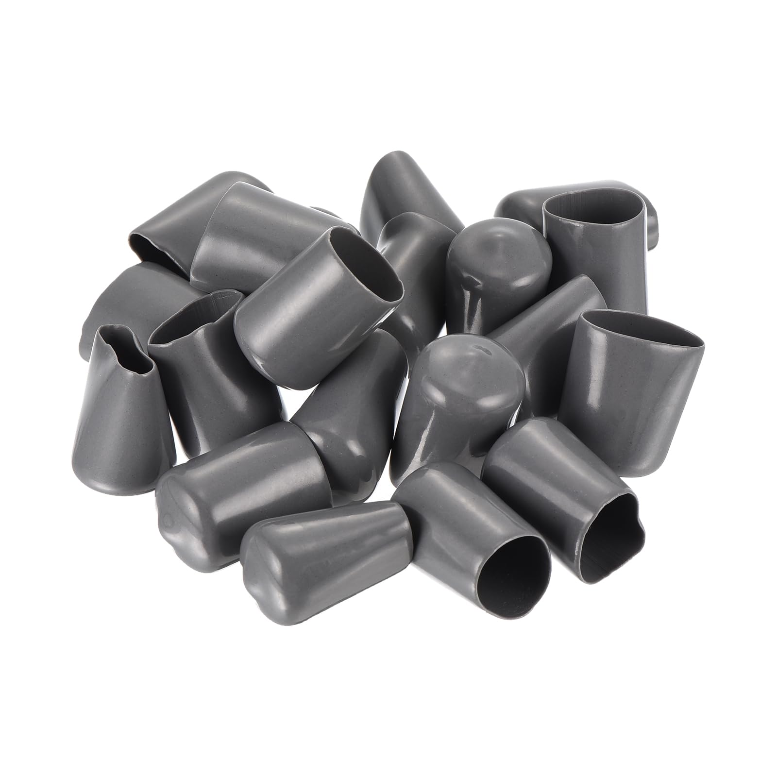 20pcs Rubber End Caps 14mm ID Vinyl PVC Round Tube Bolt Cap Cover Screw Thread Protectors Dark Grey