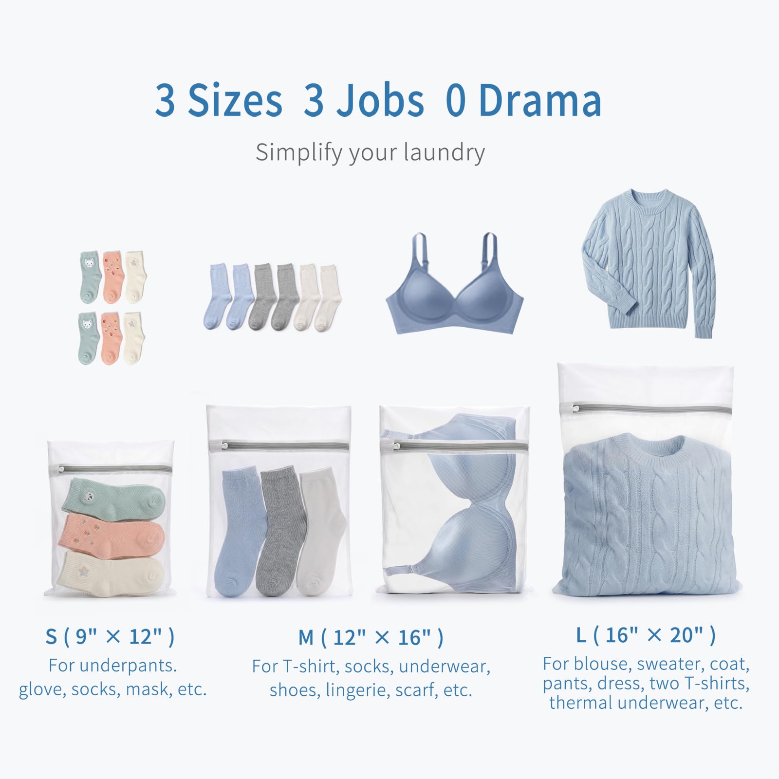 4Pcs Durable Fine Mesh Laundry Bags for Delicates (4 Count)