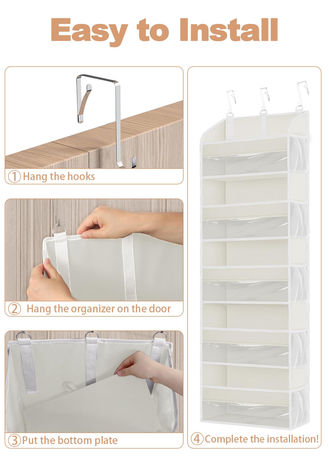 2 Pack Over the Door Storage Organizer with 5 Large Pockets (2 Count)