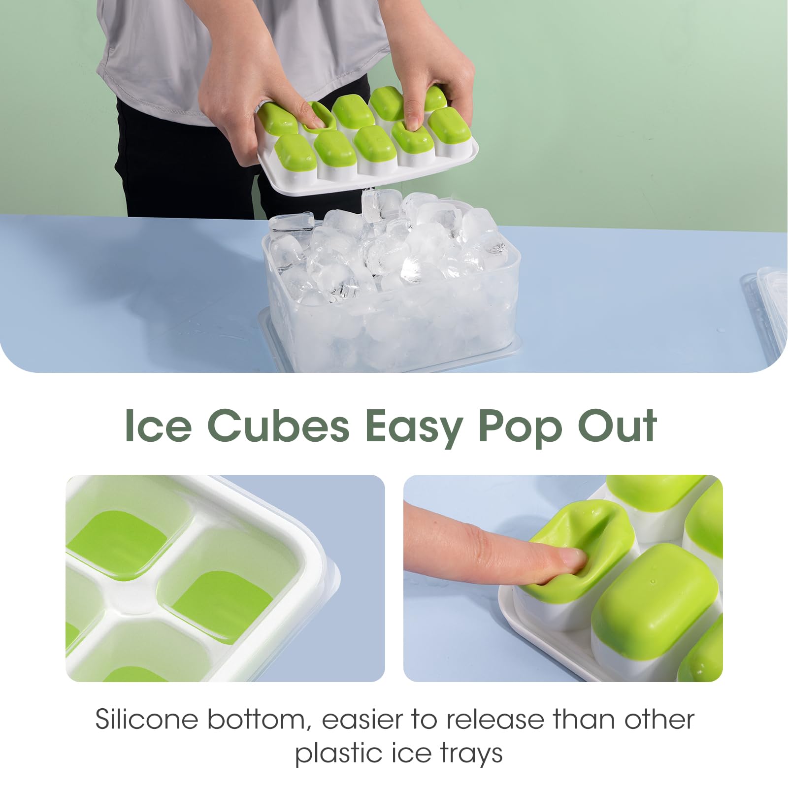 Ice Cube Tray with Lid and Bin (56 Count)