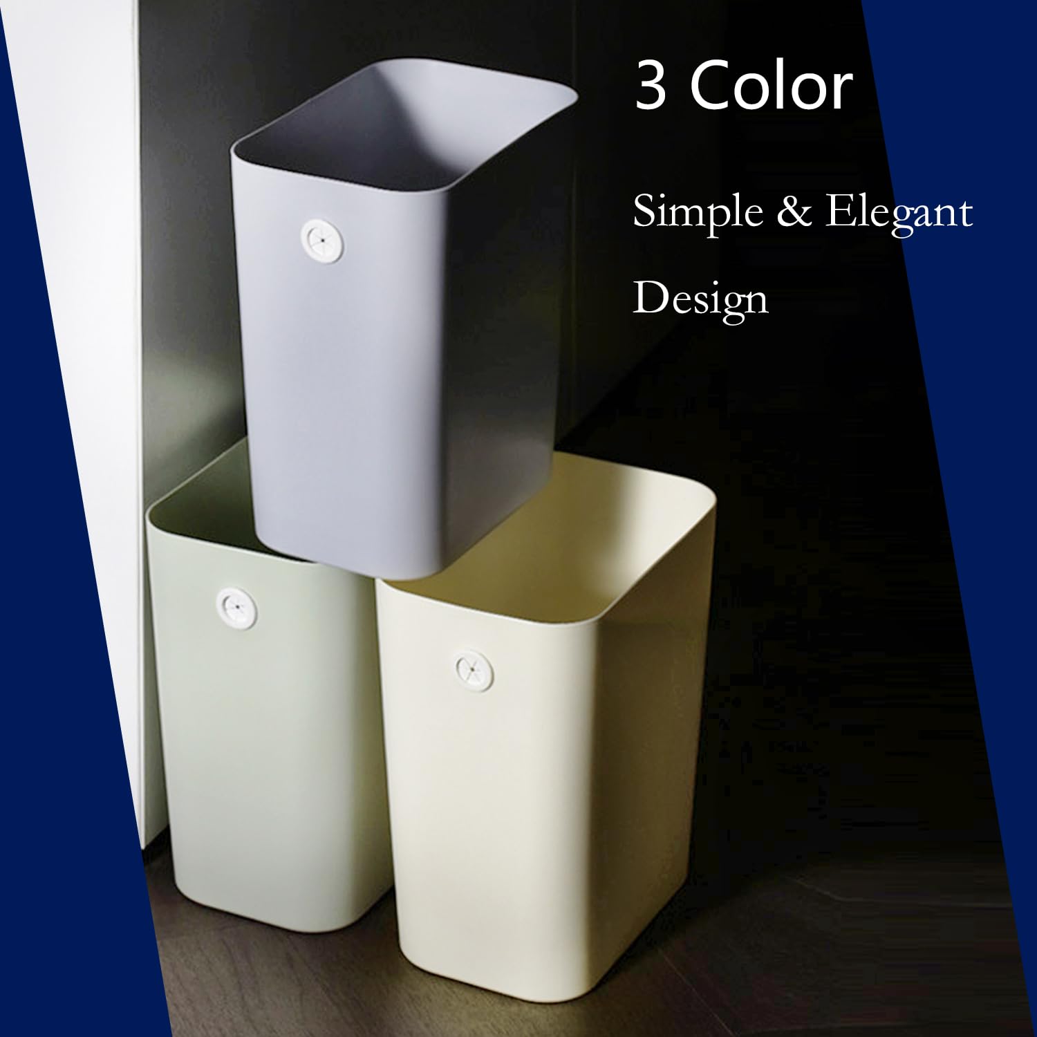 Rectanglar Small Trash Can 3 Pack (3 Count)