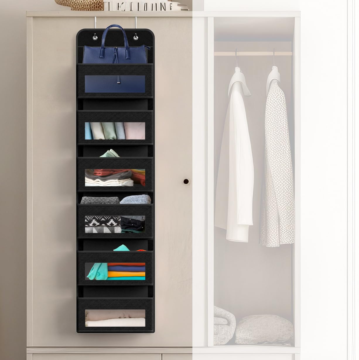 6 Clear Window Pocket Over Door Hanging Organizer