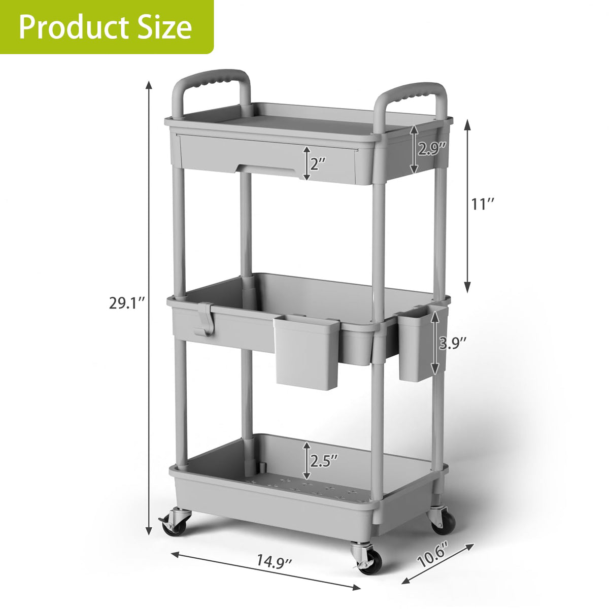 3 Tier Rolling Cart Organizer