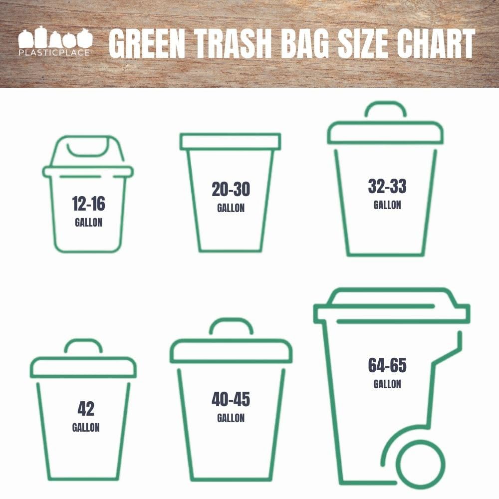 40 45 Gallon Trash Bags │ 1.2 Mil │ Green Garbage Can Liners │ 40” x 46” (100 Count)