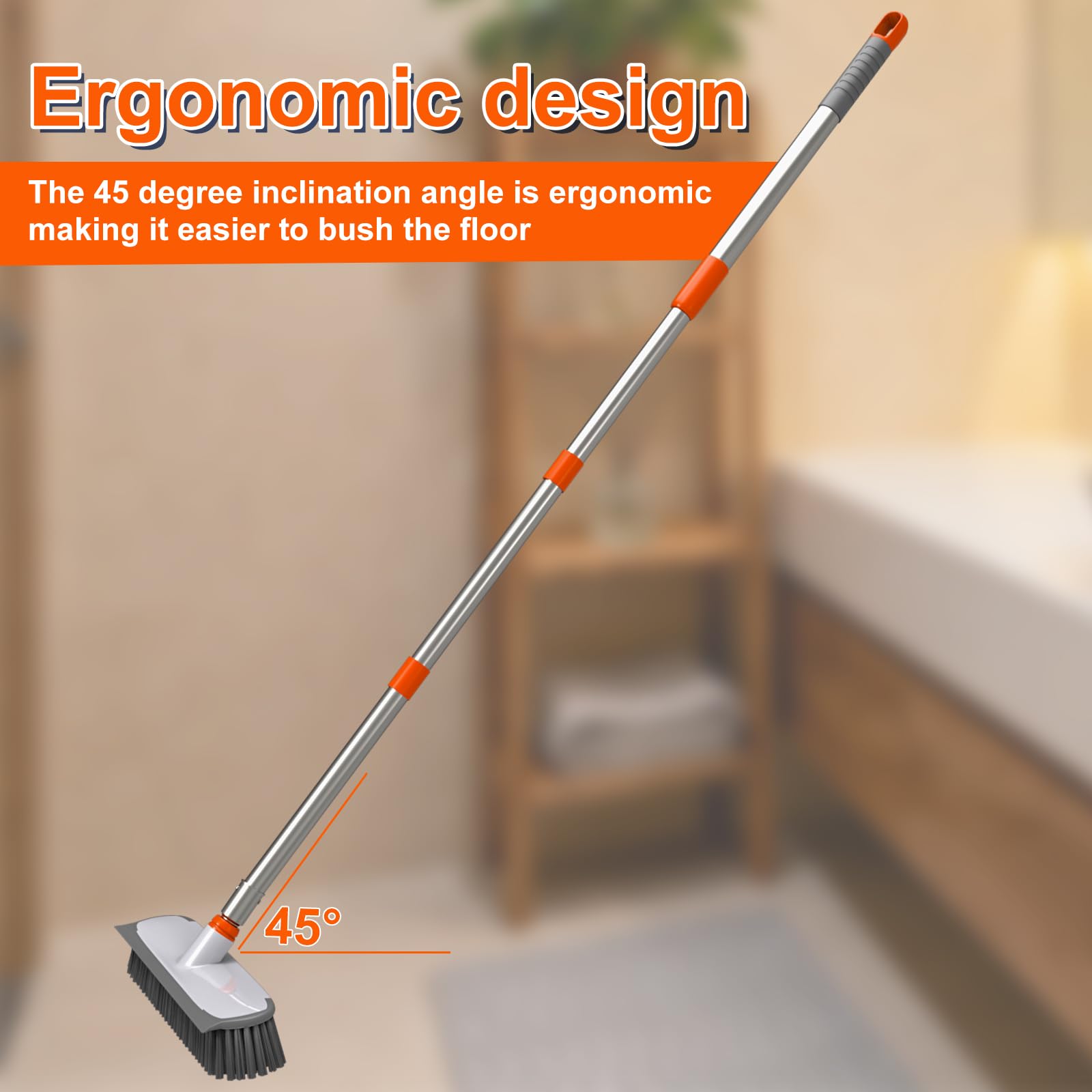 Floor Scrub Brush with Long Handle