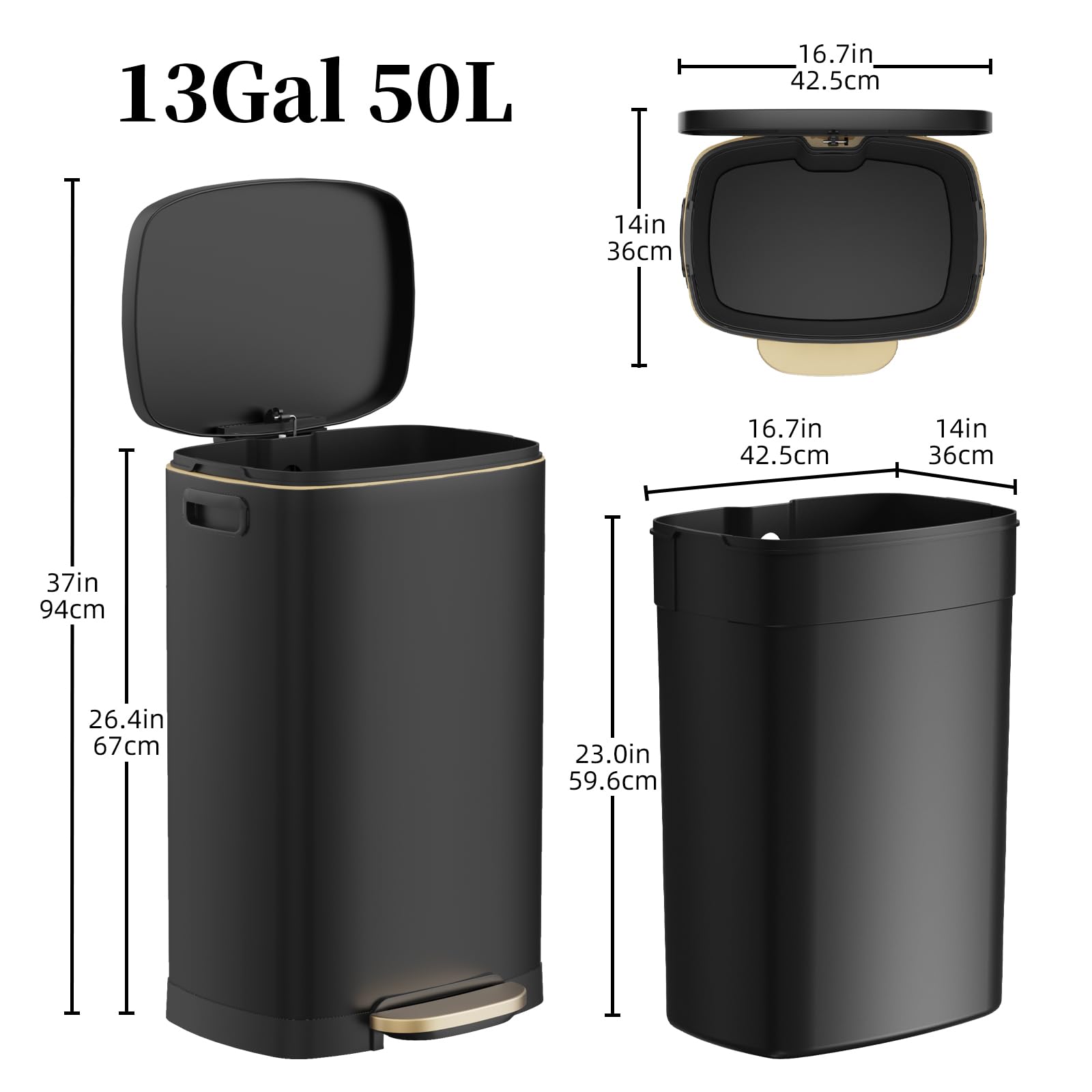 13 Gallon Trash Can with Lid (40 Count)