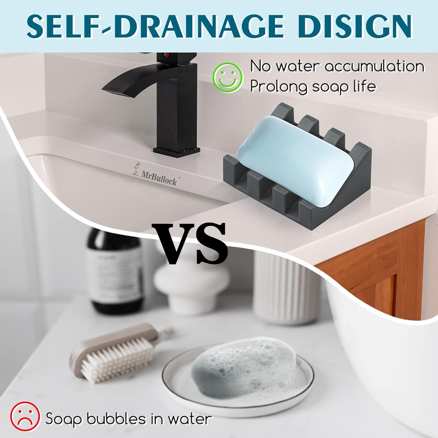 Silicone Soap Dish Self Draining with Suction Cups