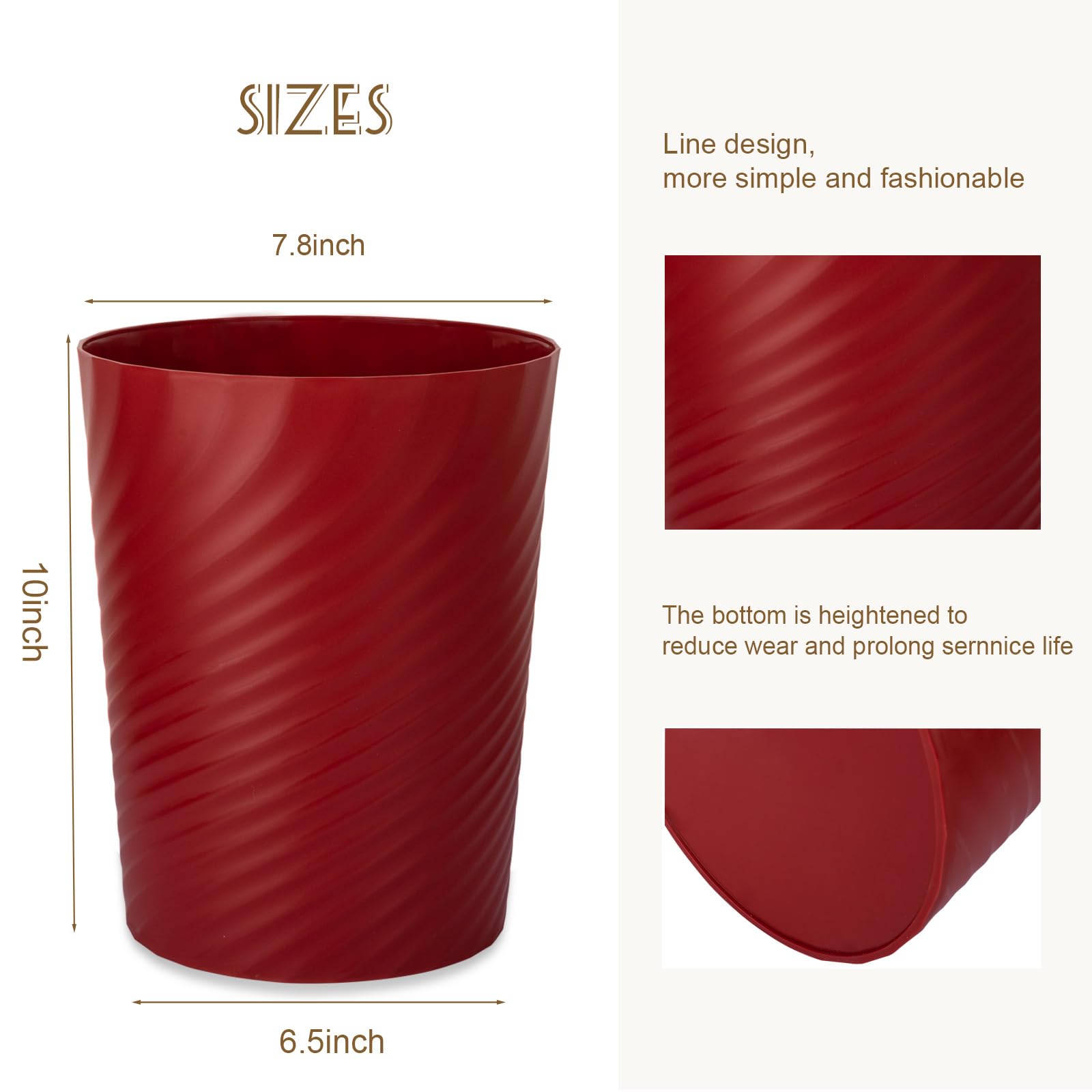 Plastic Small Bathroom Trash Can Wastebasket Garbage Can