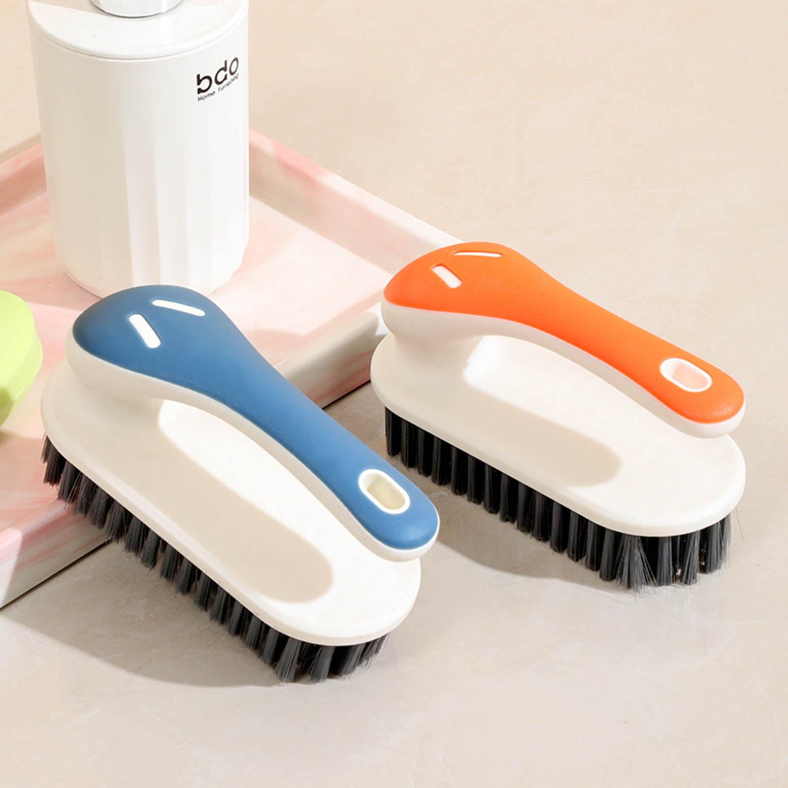 Soft Bristle Scrub Cleaning Brush Stain Remover Brush Fabric Cleaning Brush Laundry Brush Small Scrub Brush Cleaner Household Cleaning Brushes for Carpet (2 Count)