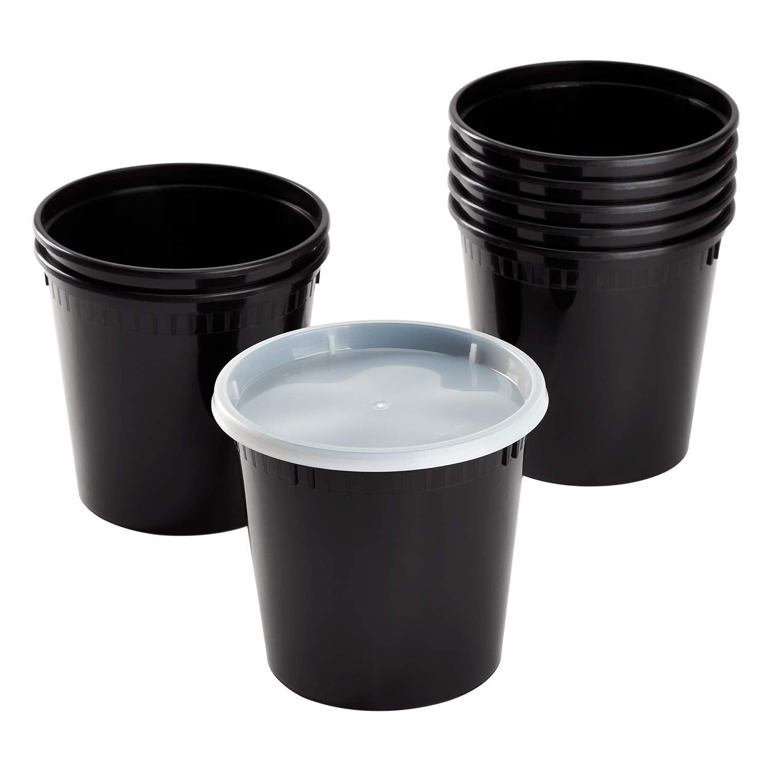24oz 240 ct Black PP Injection Molded Round Deli Containers with Lids (240 Count)