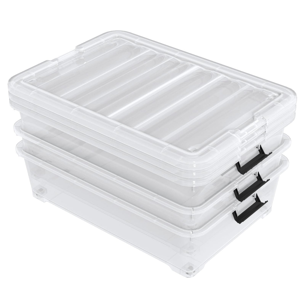 50 Quart Large Clear Under Bed Storage Bins with Wheels (3 Count)