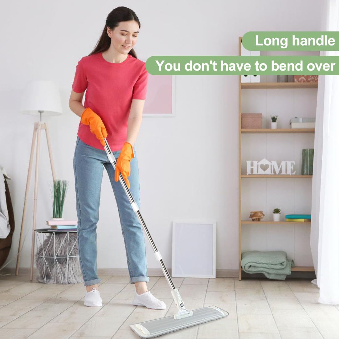 18" Commercial Flat Microfiber Floor Mop Cleaning System with 4 Washable Pads Cleaner for Home Cleaning