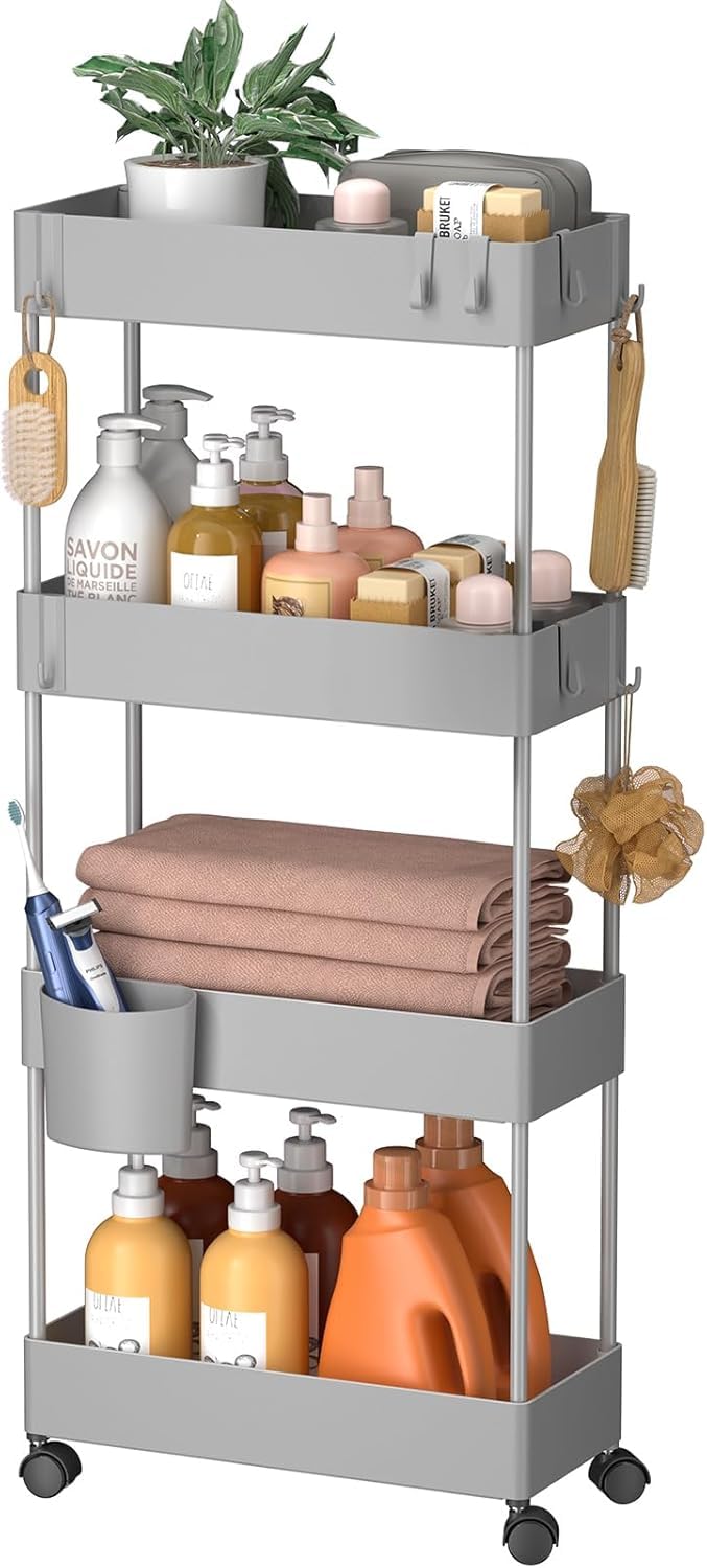 4 Tier Slim Storage Cart with Wheels