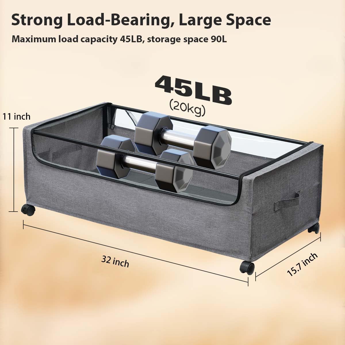 4 Packs Under Bed Storage with Wheels