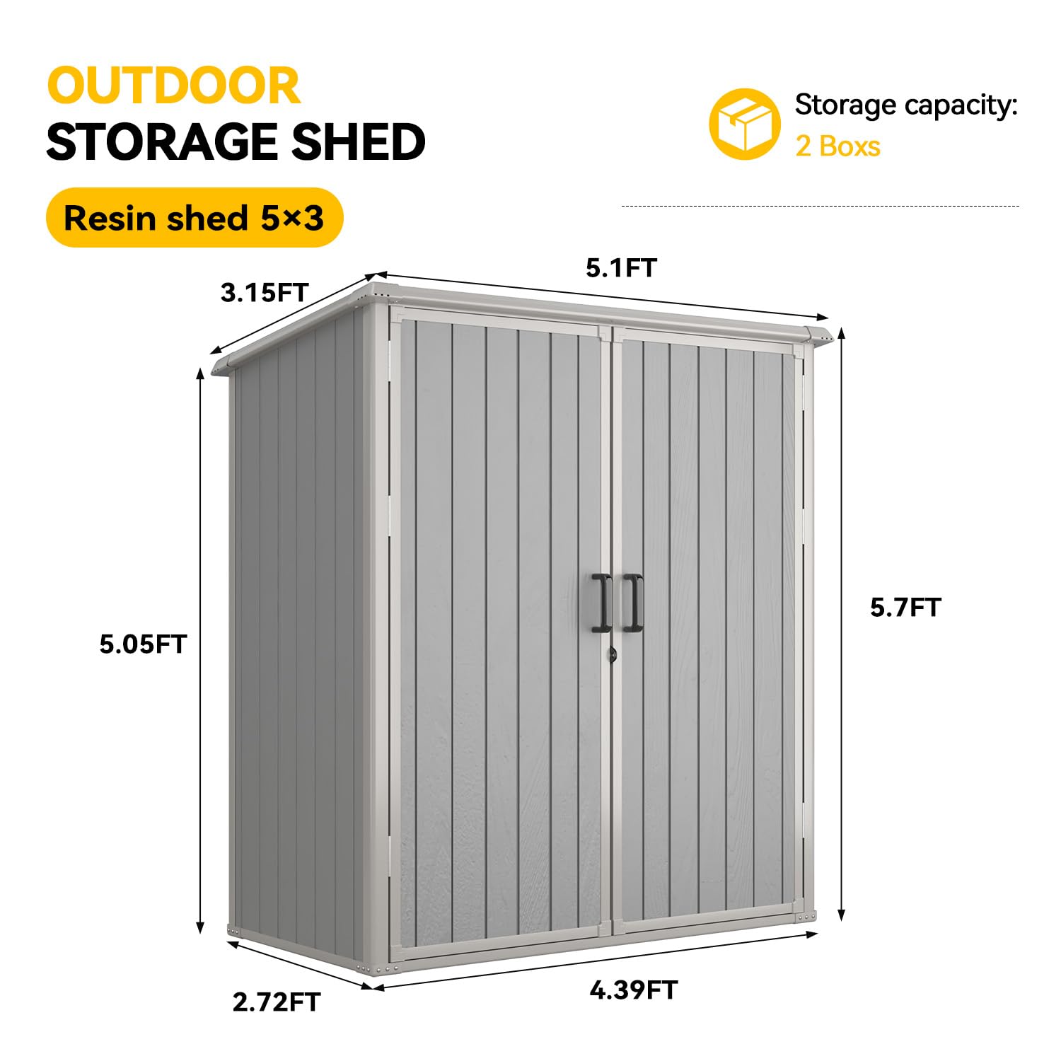 5x3 FT Outdoor Storage Shed