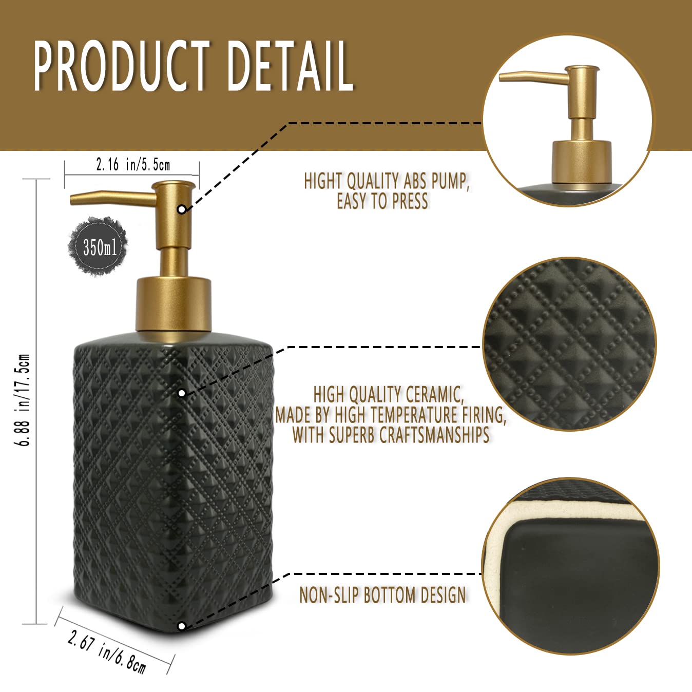 Gold Soap Dispenser for Bathroom