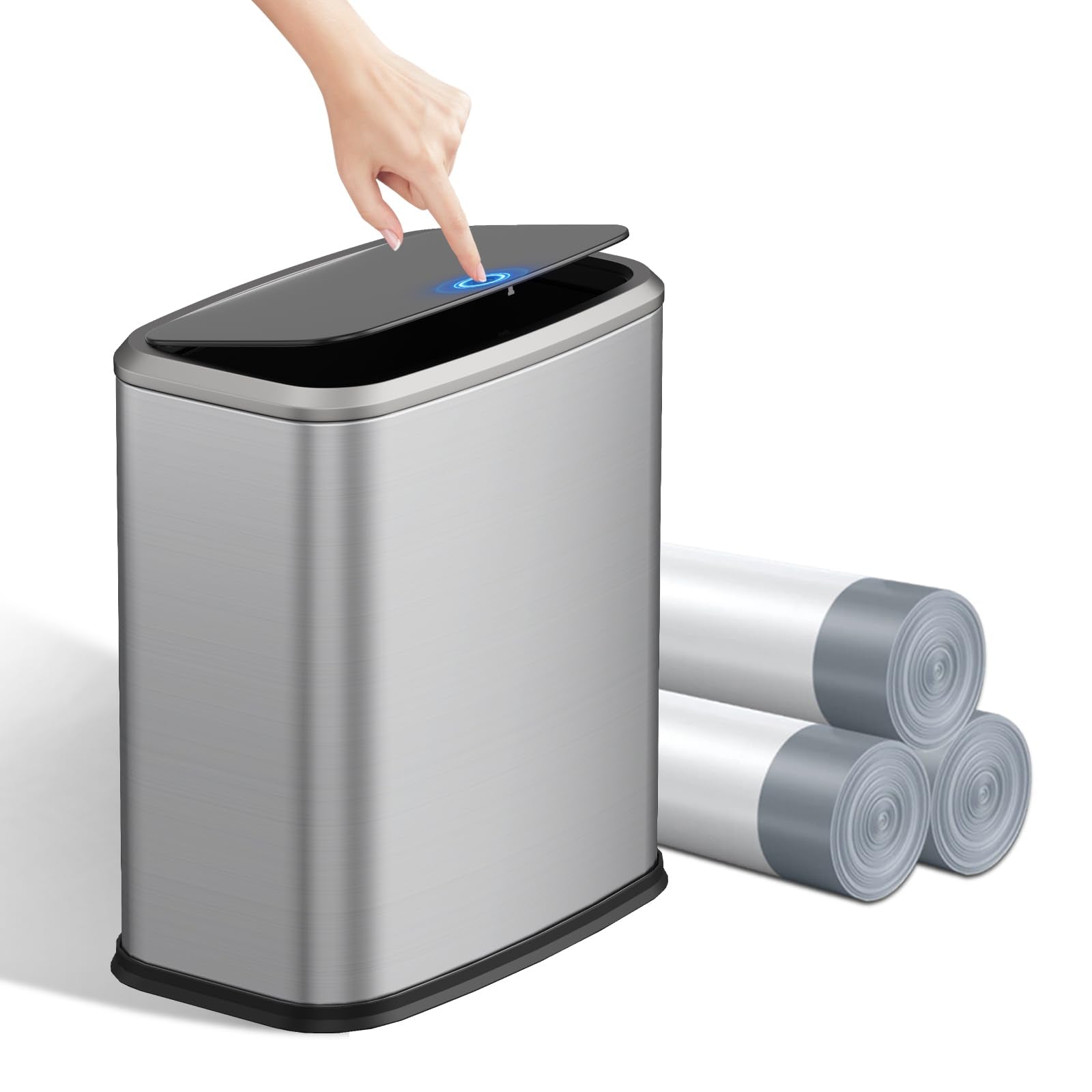 2.1 Gallon Bathroom Trash Can with Lid Press Top