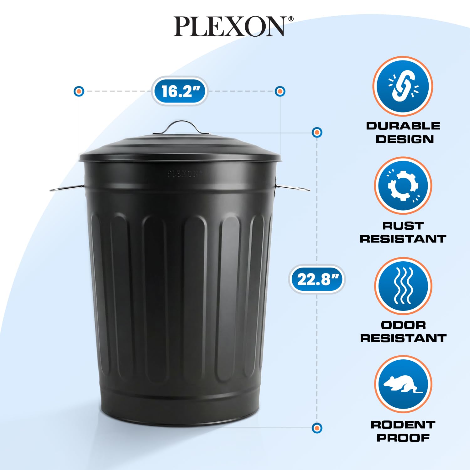 Metal Trash Can with Lid 13 Gallon