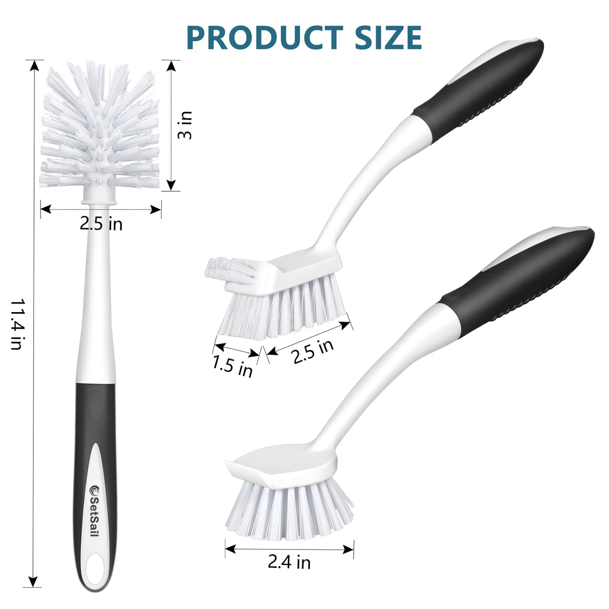 Dish Brush Set of 3 with Bottle Brush (3 Count)