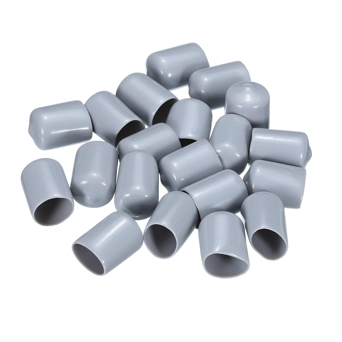 20pcs Rubber End Caps 15mm ID Vinyl PVC Round Tube Bolt Cap Cover Screw Thread Protectors Grey