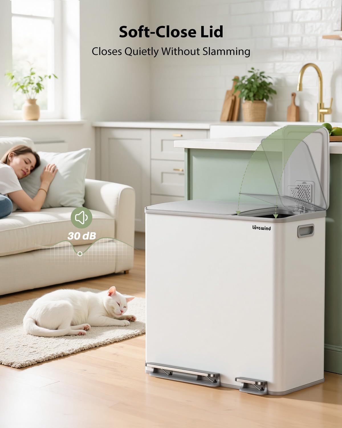 Dual Trash and Recycling Bins for Kitchen