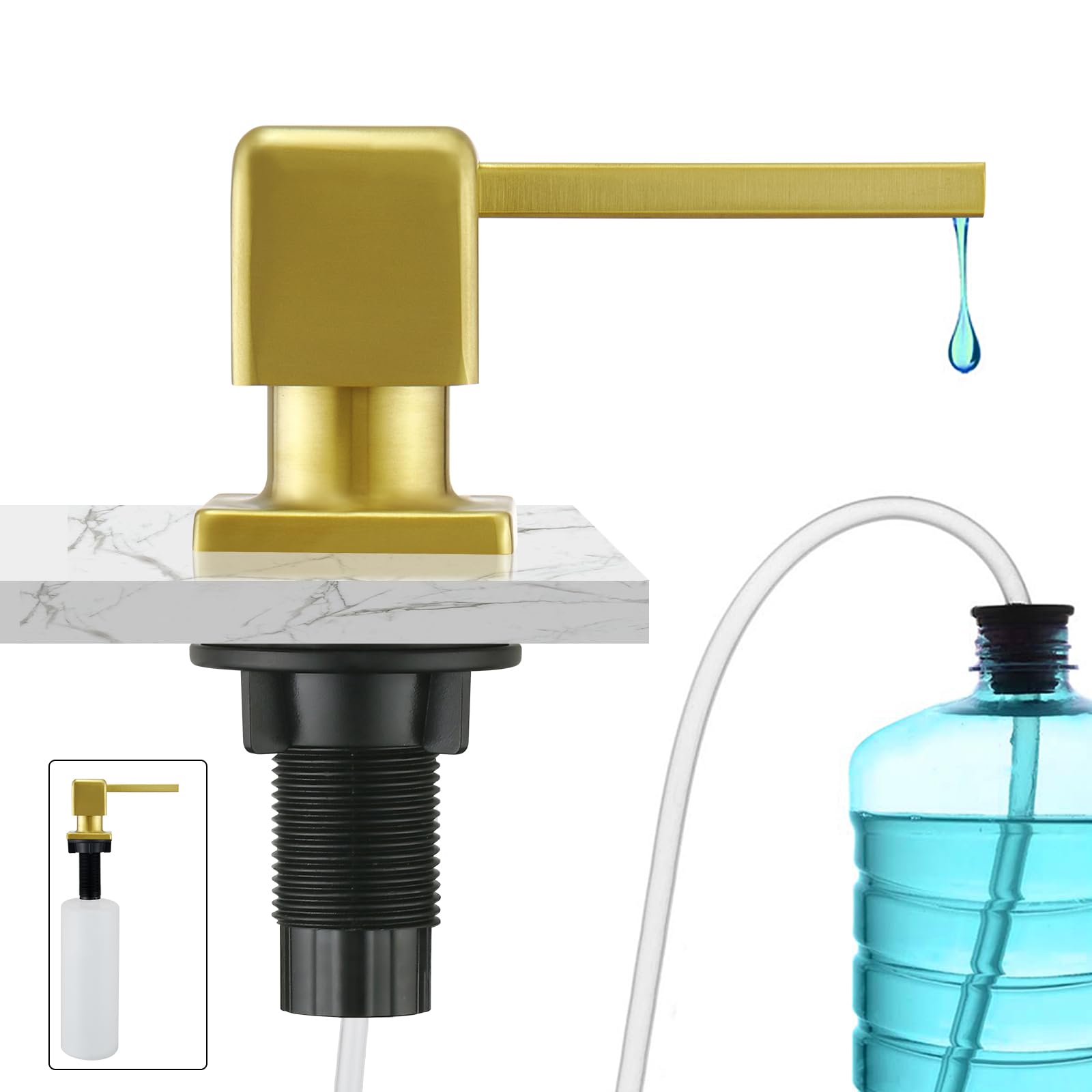 Brushed Gold Soap Dispenser for Kitchen Sink