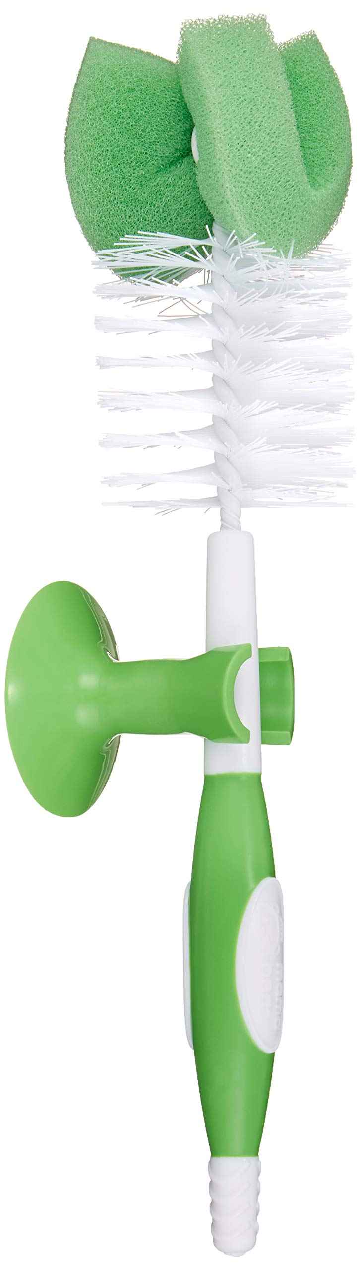 Amazon Brand Mama Bear Baby Bottle Brush with Nipple Cleaner and Suction Cup Stand (3 Count)