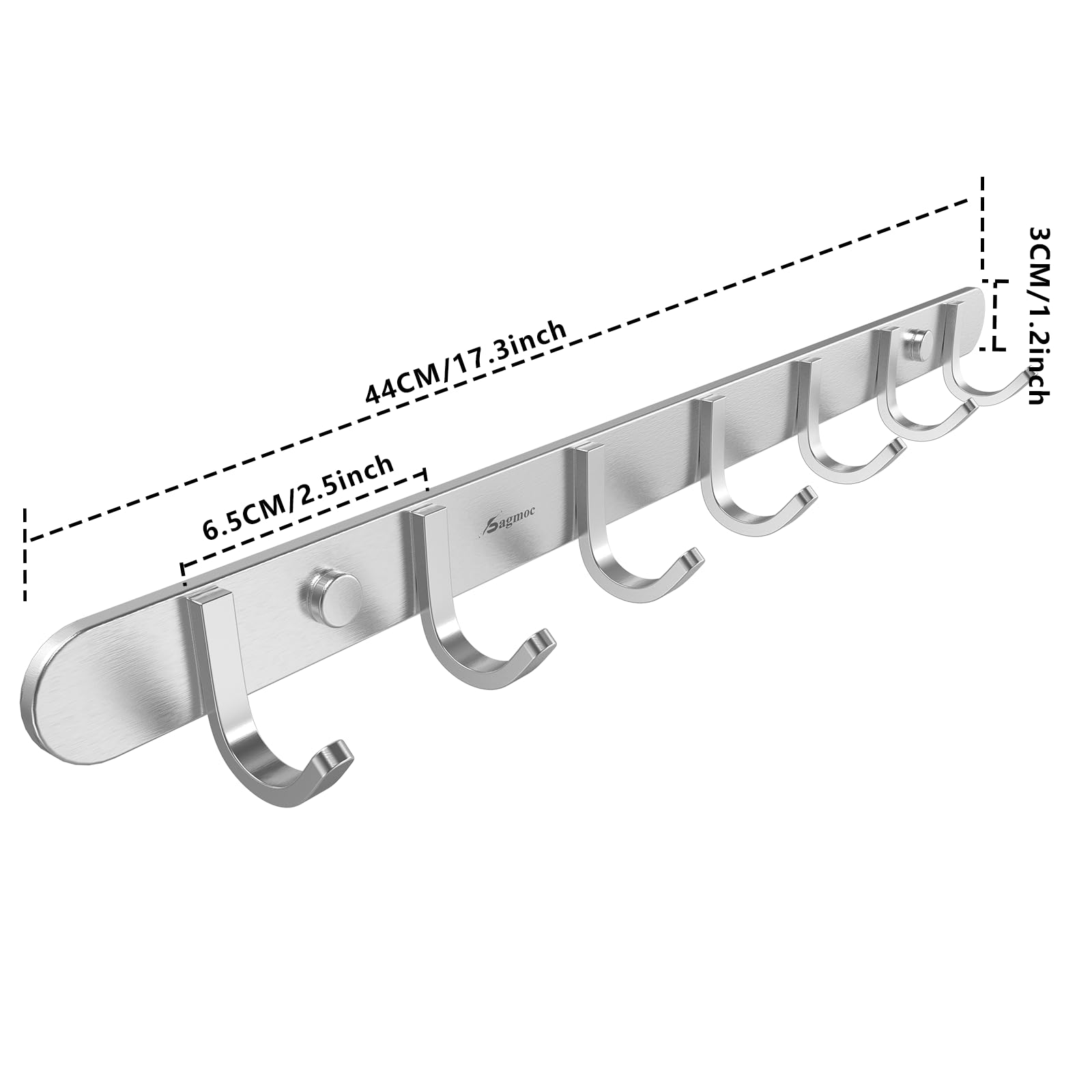 Towel Hook Rack Brushed Nickel 17