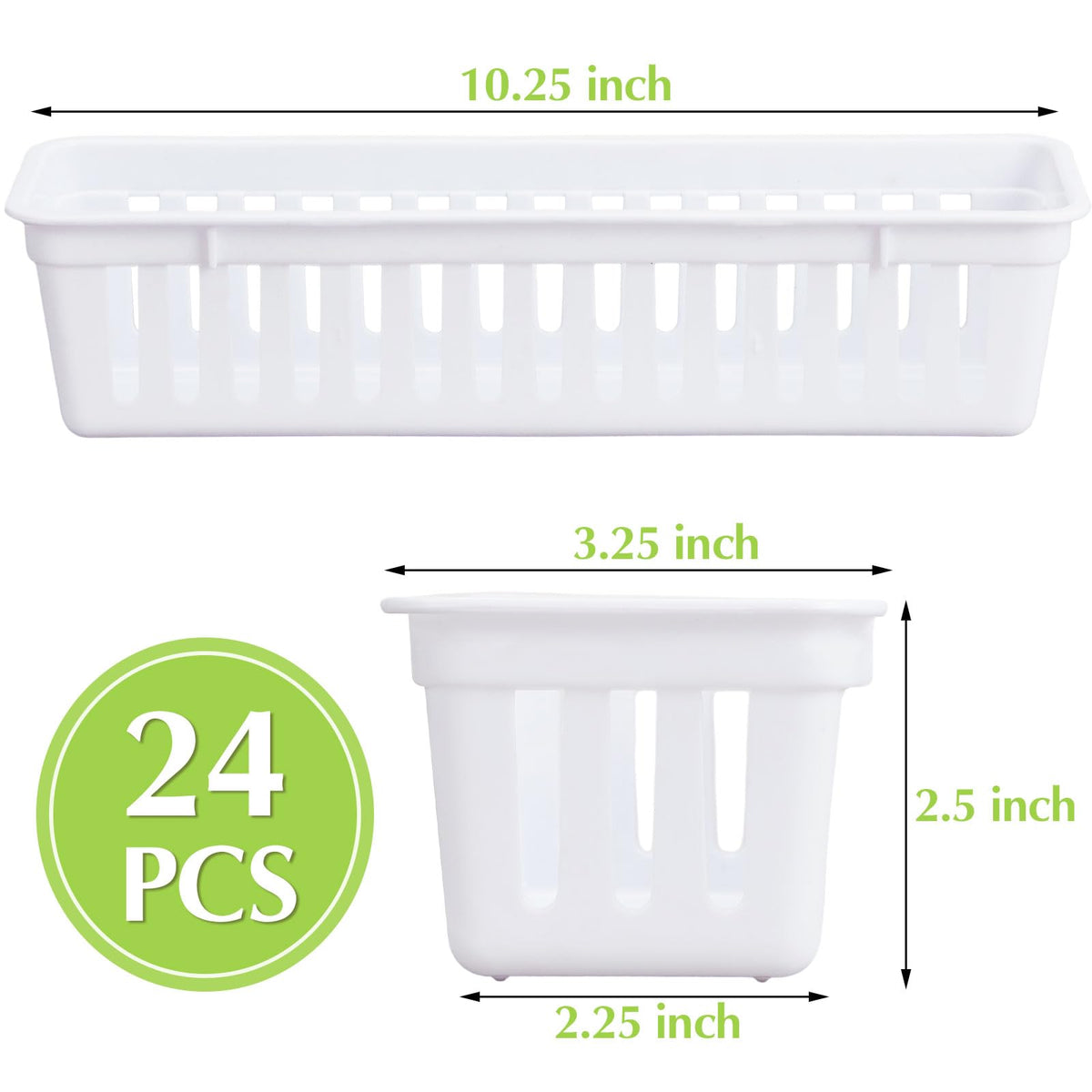 24 Pack Slim Plastic Storage Baskets Tray for Organizing 10.25x3.25x2.5 Inch Small Narrow Storage Bins Stackable Drawer Pencil Trays Holder for Desk Garage Cabinet Container (24 Count)