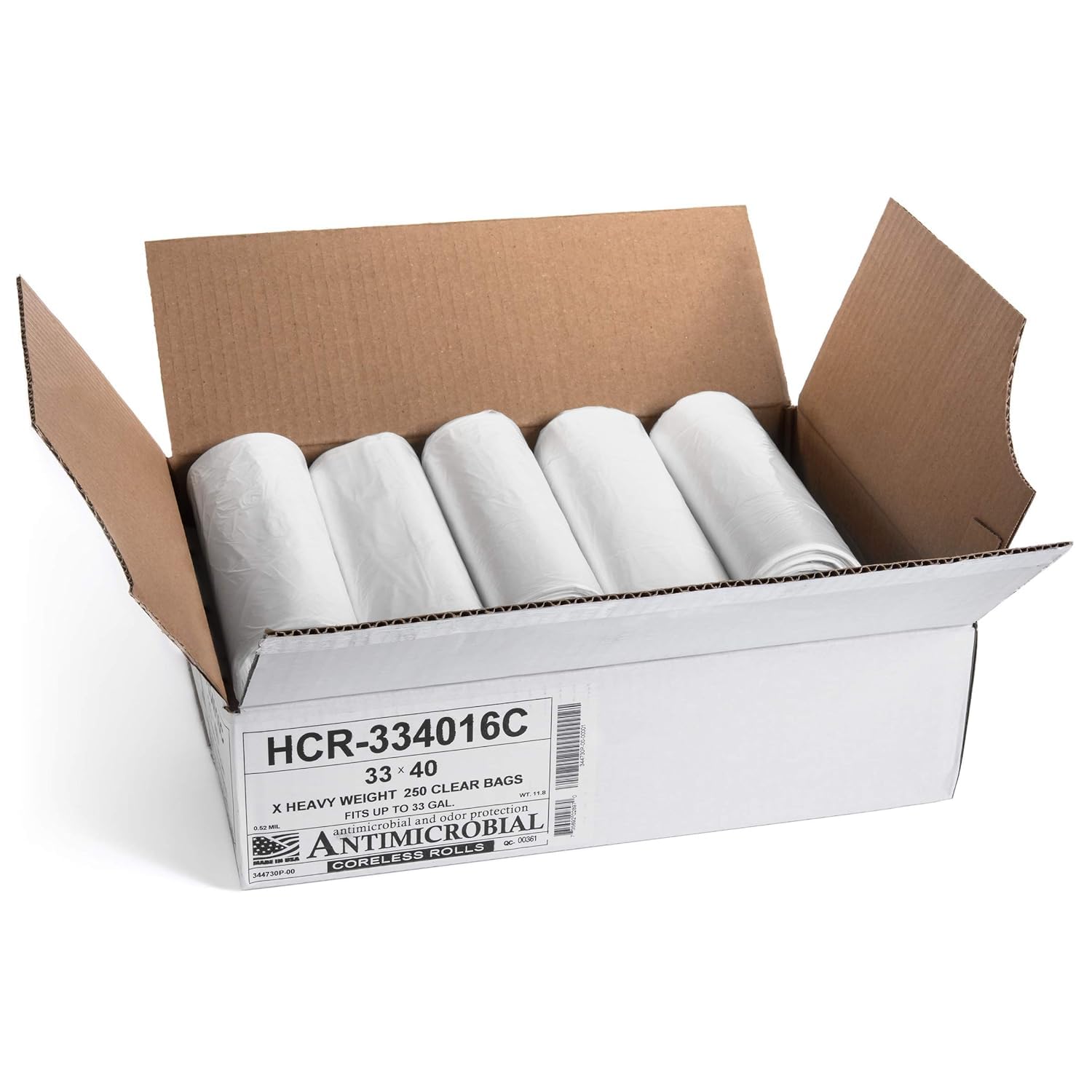 HCR 334016C 33 Gallon Clear Trash Bags (250 Count)