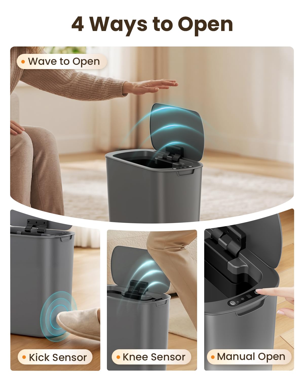 5 Gallon Automatic Bathroom Trash Can with Lid