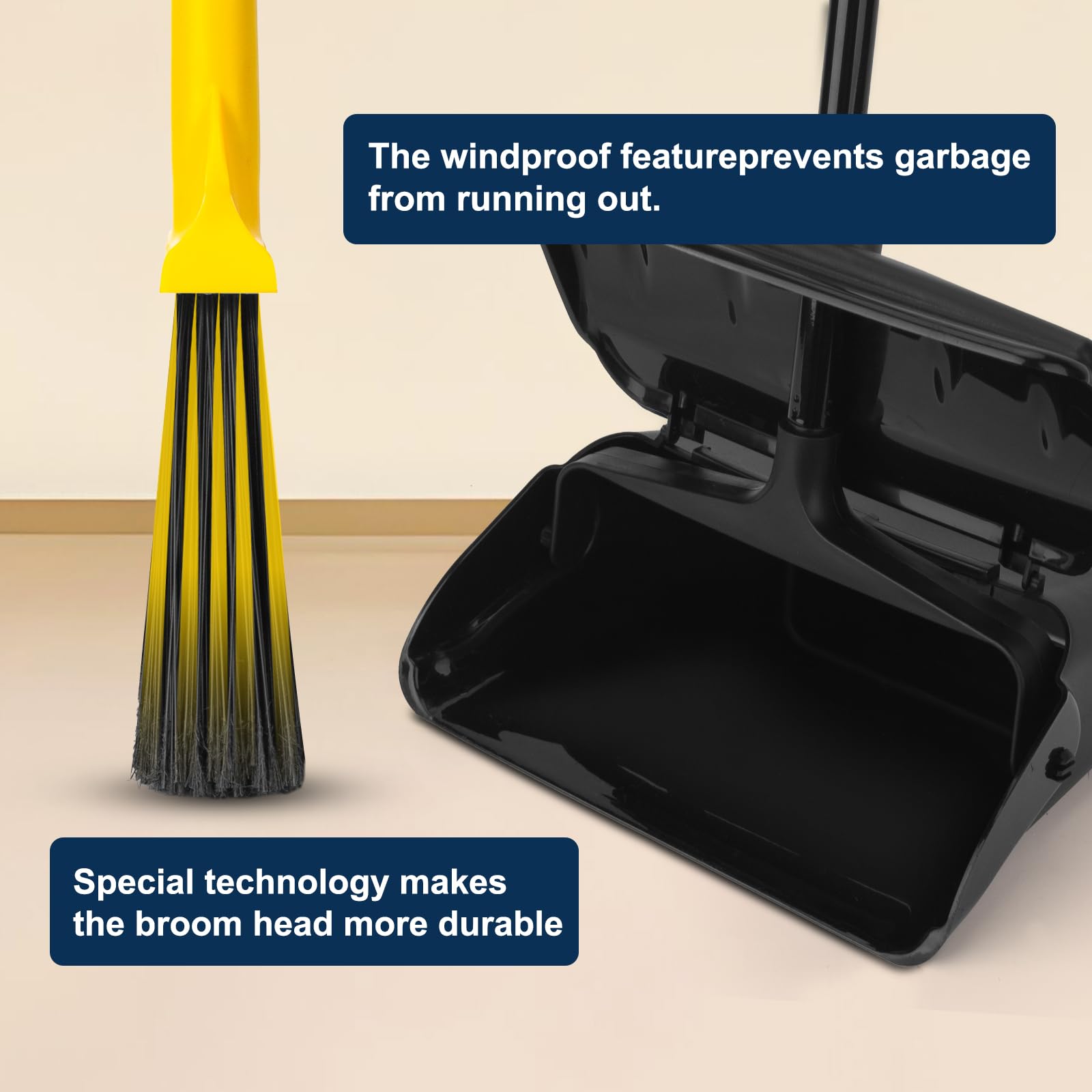 Indoor Outdoor Heavy Duty Broom and Dustpan Set (3 Count)