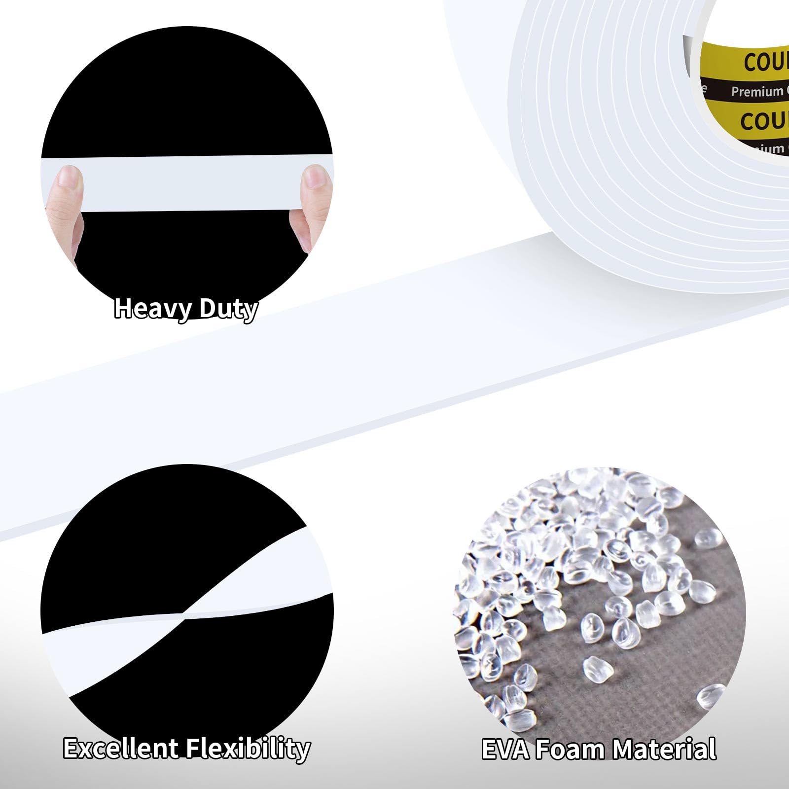 White Foam Tape Weather Stripping Sealing Sponge (32.8 Foot)