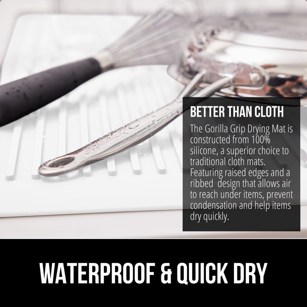 100% BPA Free Patented Silicone Dish Drying Mat for Kitchen Counter
