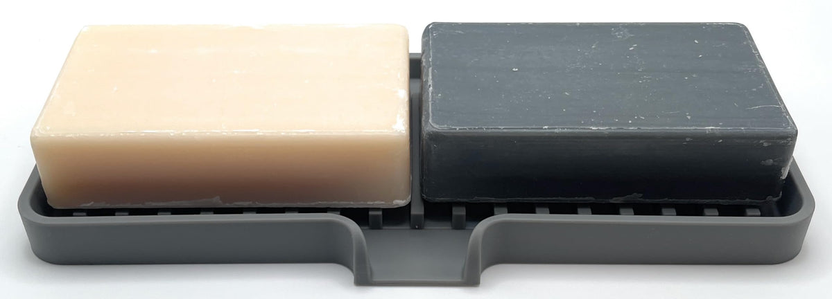 Silicone Soap Dish Tray and Sponge Holder with Drain Chute
